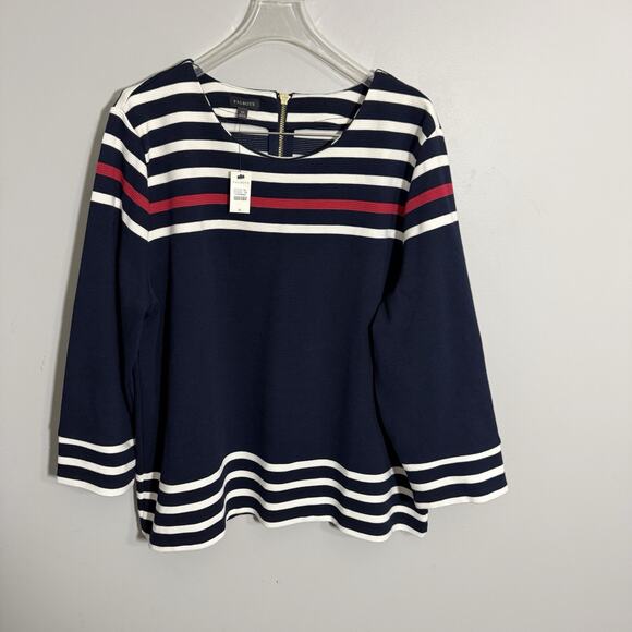 Talbots Tops - Talbots Navy Blue White Stripe Ballet Neck 3/4 Sleeves Top XL Coastal New